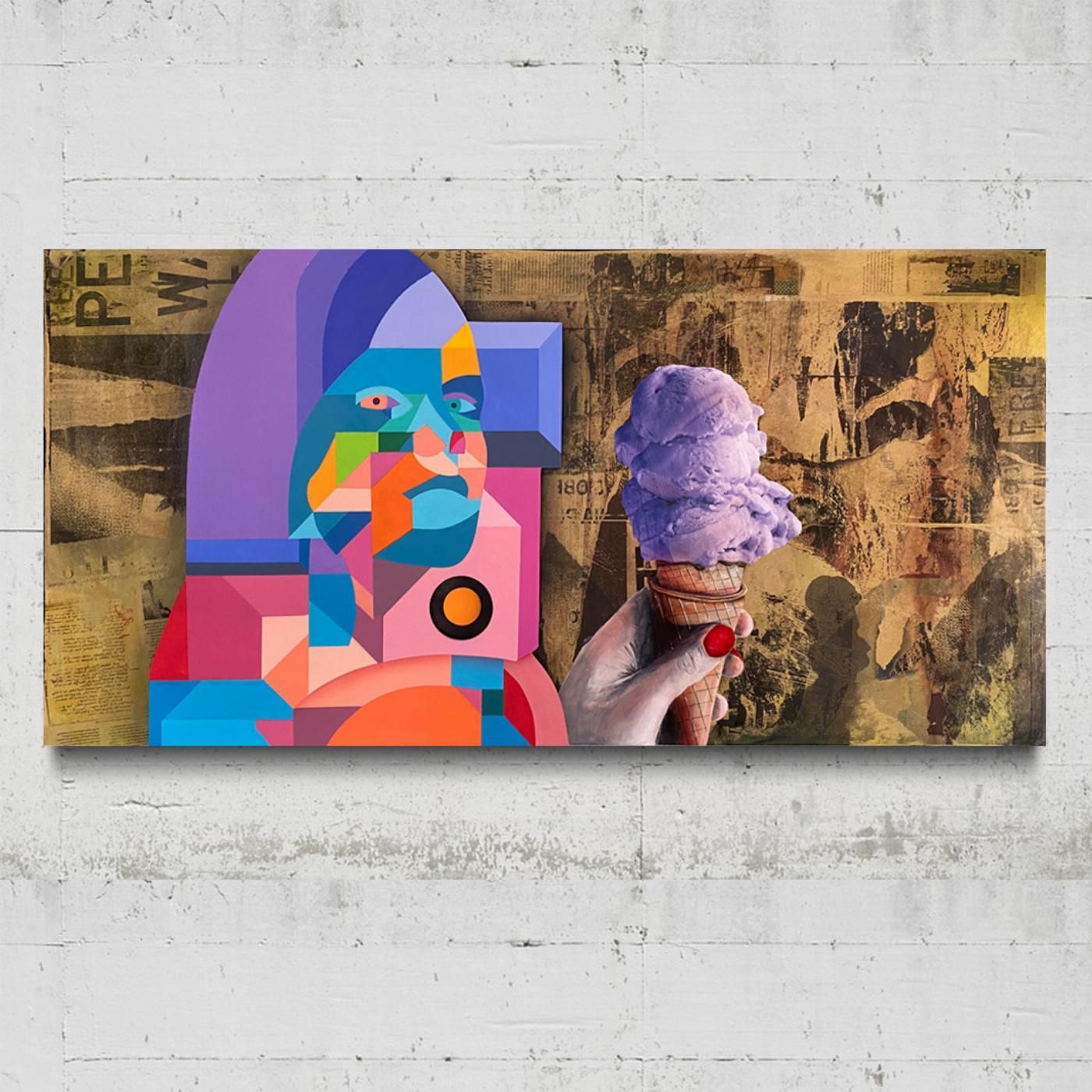 Leonardo Moleiro técnica mixta cubismo colorido