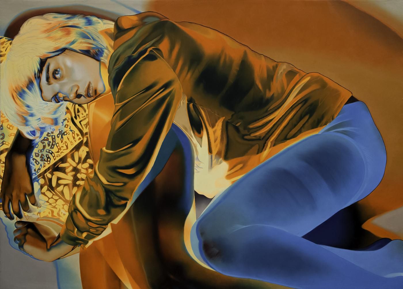 oleo colorido retrato fotográfico mujer